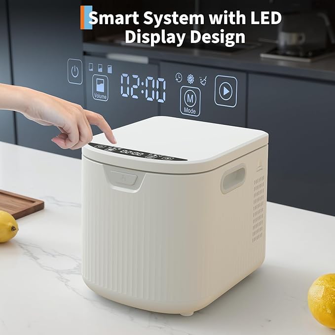 2.5L Electric Composter Countertop, 3 Modes Kitchen Smart Compost Bin with Auto Cleaning, LED Display, Turns Kitchen Waste Into Dry Manure, Low Noise Food Waste Compost Machine