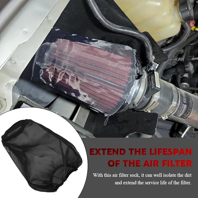 Air Filter Cover, Dustproof Air Intake Cover for Car, Waterproof Cold Air Intake Filter Protective Sock Covers Wrap, Car Air Filters Cleaner Accessories for High Flow Cone Air Filter (Large)