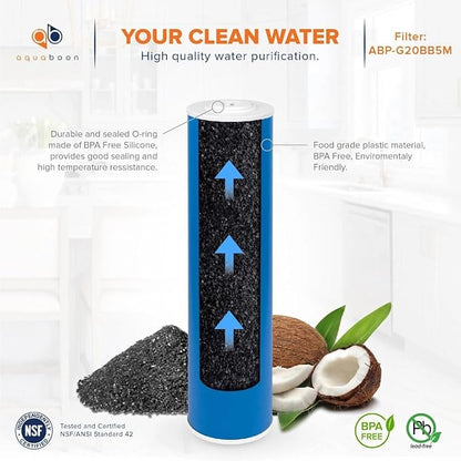 Aquaboon 5 Micron 20 x 4.5 Premium Granular Activated Carbon Water Filter Cartridge Replacement - GAC Filter Compatible with AP117, GAC-10, 1 Pack