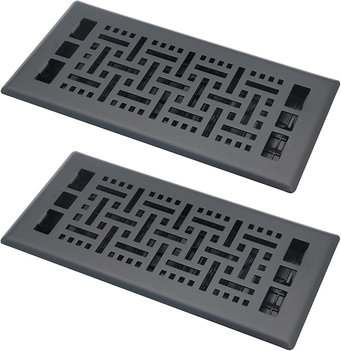 4X10 Inch Floor Vent for Room 2 Packs Floor Grates Heavy Duty Walkable Steel Floor Register Easy Adjust Air Floor Vents Brushed Black Color