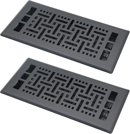 4X10 Inch Floor Vent for Room 2 Packs Floor Grates Heavy Duty Walkable Steel Floor Register Easy Adjust Air Floor Vents Brushed Black Color