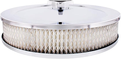 United Pacific S1107 Chrome 10" Air Cleaner Assembly, Low Profile, Die-Cast Chrome Plated Wing Nut, Filter & Breather Hose Nipple Included - ONE Set