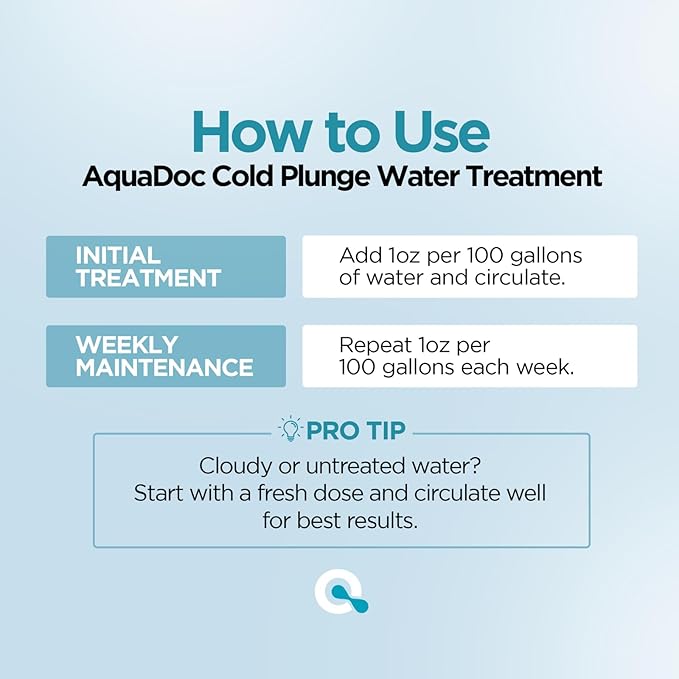 AquaDoc Cold Plunge Water Treatment - 8oz - Ice Bath Cleaner and Water Stabilizer - Cold Plunge Weekly Treatment for Fresh Water - Made in USA