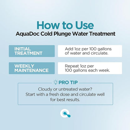 AquaDoc Cold Plunge Water Treatment - 8oz - Ice Bath Cleaner and Water Stabilizer - Cold Plunge Weekly Treatment for Fresh Water - Made in USA