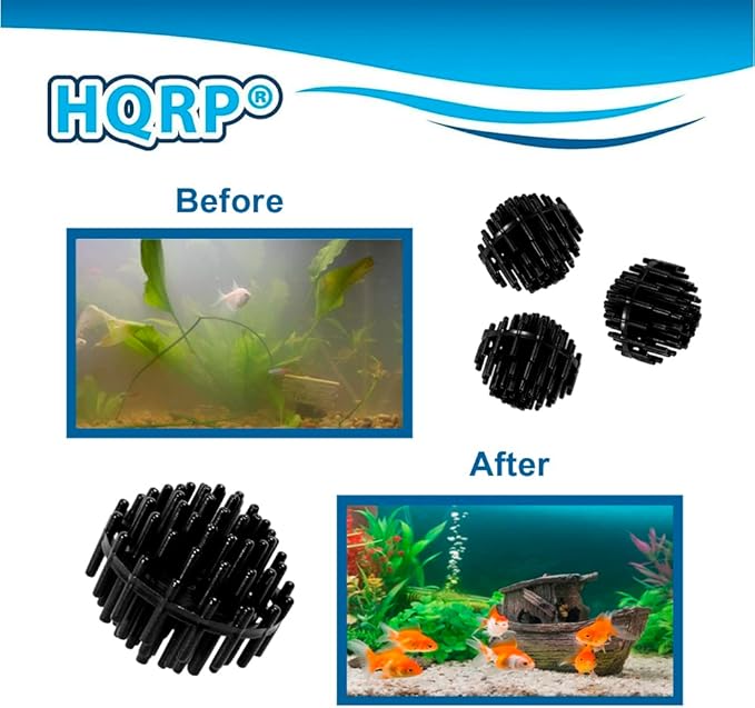 HQRP 50 pcs Bio Balls Filter Media 1.5 Inch - Large Bio Ball for Aquarium, Pond, Waterfall, Fountain Filter Media in Mesh Bag with Zipper