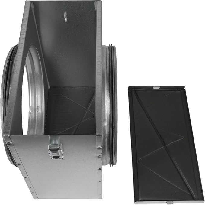 Repa Market 10" Duct Air Filter Box – Galvanized Steel Inline Dryer Filter Housing for Round Duct - EPDM Rubber Gaskets – Easily Serviceable Lint Trap – Intake Ventilation, Home Improvement