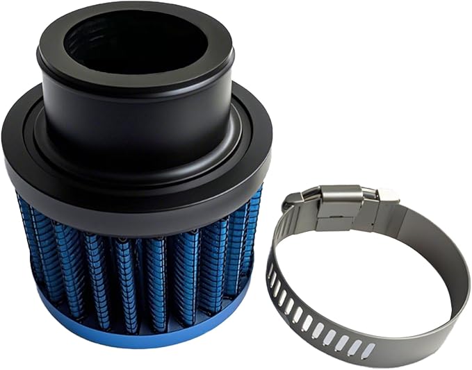Air Intake Filter - 1" Universal Breather Filter, Automotive Cold Air Filter, Car Valve Cover Oil Breather Turbo Vent Crankcase Cleaner Accessory, Fits Car Motorcycle (Blue)