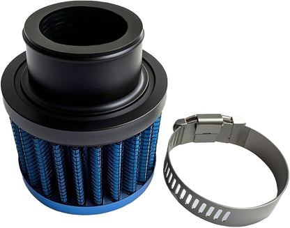 Air Intake Filter - 1" Universal Breather Filter, Automotive Cold Air Filter, Car Valve Cover Oil Breather Turbo Vent Crankcase Cleaner Accessory, Fits Car Motorcycle (Blue)