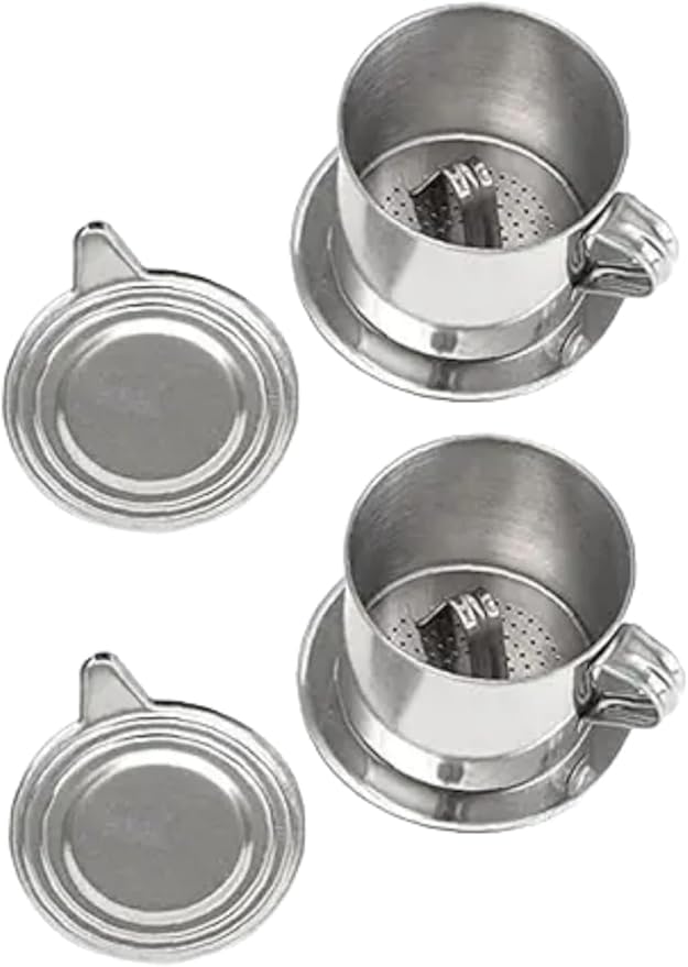 2 Sets Vietnamese Coffee Filter Stainless Steel Coffee Pot Drip Infuse Cup Brewing Teapot No Need Paper Drip Coffee Pot Machine Filter Attractive processing