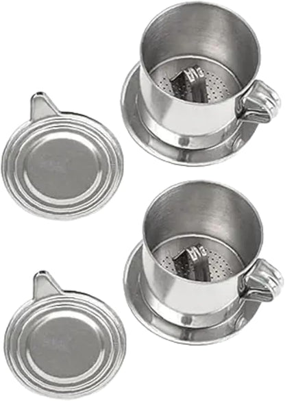2 Sets Vietnamese Coffee Filter Stainless Steel Coffee Pot Drip Infuse Cup Brewing Teapot No Need Paper Drip Coffee Pot Machine Filter Attractive processing