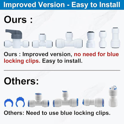 Refrigerator Water Line Kit Connection and 1/4 Compression Ice Maker Installation Kit,1/4" OD Tubing with Quick Connect for Fridge IceMaker Reverse Osmosis RO Systems Water Filters Faucet 25ft
