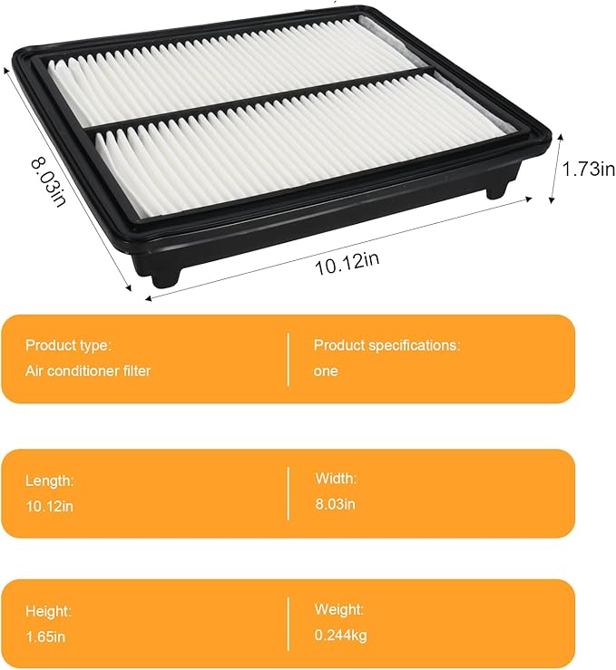 Engine Air Filter 17220-R70-A00 Compatible with Honda Civic 2006-2011, Element 2007-2011, 2.0L 2.4L