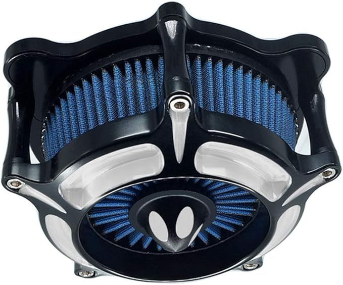Air Filter Intake Motorcycle Turbine Cleaner Kit Cnc Cut Chrome for Harley Touring Street Glide 2008 - 2016 Softail 2016 - 2017 Fitment - C (Blue)