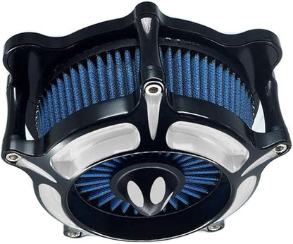 Air Filter Intake Motorcycle Turbine Cleaner Kit Cnc Cut Chrome for Harley Touring Street Glide 2008 - 2016 Softail 2016 - 2017 Fitment - C (Blue)