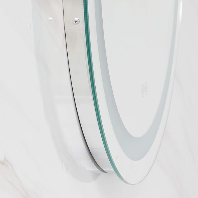 Illuminated Bathroom Mirror 800 x 800 MM Round LED Wall Mounted Vanity Mirror with Touch Sensor and Demister Pad Anti -Fog Makeup Mirror for Home Hotel IP44 Rated
