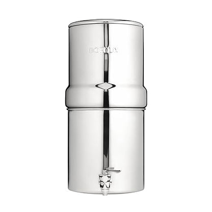 Boroux Compact Gravity-Fed Countertop Stainless Steel Water Filter System | 1.8 Gallons with 2 Authentic Black Foundation Filters