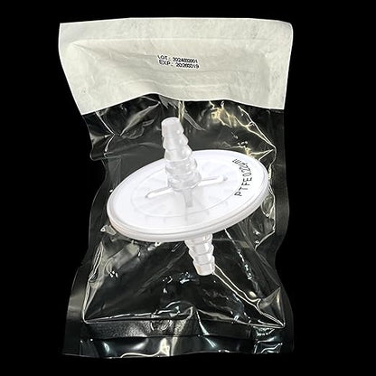 Air Venting Filter Sterile PTFE Hydrophobic Filter Disc 50mm 0.22μm with 7mm-13mm Stepped Hose and Barb Female Luer for Air Filtration, Individually Packed (10)