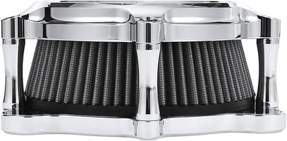 Motorcycle Air Filter Skull Style Air Cleaner with Filter Sock Dustproof Protective Cover Kit for Harley Touring 2000-07 Softail 2000-15 Dyna 2000-17, Excludes 2017 FXDLS (Chrome)