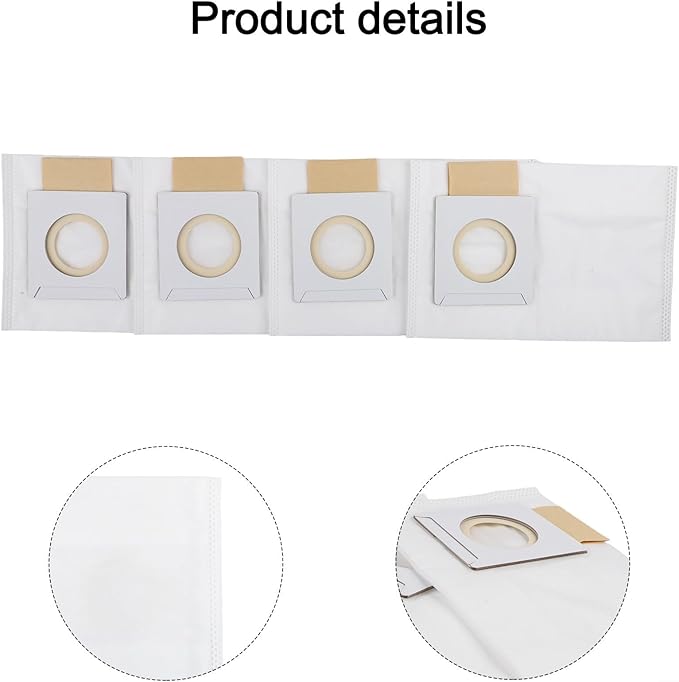 5-Layer Electrostatic Fleece 197903-8 Filter Bags With Rubber Seal For 36V 18V X2 Backpack Vacuum XCV05 XCV09 XCV10 Dust Collection 4-Pack ﻿(4 PACK)