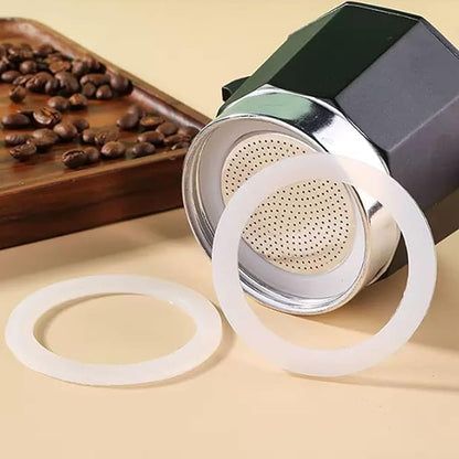 2 Pcs Filter with 3 Pcs Silicone Gasket Seals for 9 Cup Stovetop Espresso Coffee Maker Replacement Parts for DITOSH Aluminium Moka Pot