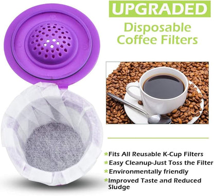 CAPMESSO Disposable Coffee Paper Filters, 100 Count Keurg Cup Coffee Filters Compatible with Keurg Brewers Reusable Single Serve 1.0 and 2.0 Coffee Maker (100 Count, White)