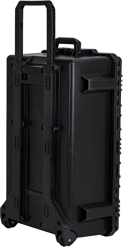 MEIJIA Portable All Weather Waterproof Camera Case,Customizable Fit Foam with Rolling Wheels and Retractable Pull Handle,31.3"X20.3"X12.25"