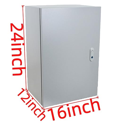 Electrical Enclosure Box 24" x 16" x 12" Carbon Steel Electrical Junction Boxes Wall Mount Waterproof Dustproof Metal Box with Safety Locks for Outdoor Indoor Use