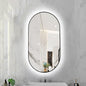 Oval LED Illuminated Bathroom Mirror, Wall-mounted Vanity Makeup Mirror with Demister Pad, 3 Dimmable Color Temperatures & Touch Control, Metal Frame Anti-Fog Lighted Wall Mirror ( Color : Black Frame