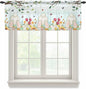 Easter Sheer Valances for Windows 42"x12", Light Filtering Kitchen Curtains Valance, Spring Watercolor Eggs Country Tulip Flower Plant Rod Pocket Chiffon Curtains for Living Room Bedroom Cafe