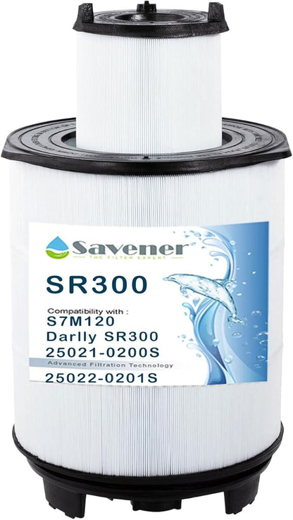 Savener® S7M120 System 3 Inner and Outer Pool Filter, Compatible with 25021-0200S & 25022-0201S, Replacement for Sta-Rite System 3 S7M120-KIT, SR300 Pool Filter Cartridge, 300 Sq. Ft