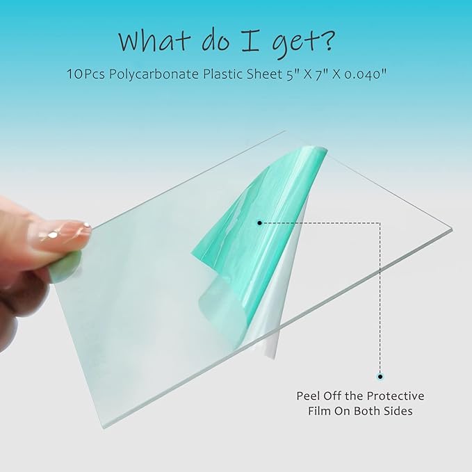 10PCS 5x7 Inch Cut-to-Size Welding Helmet Hood Replacement Clear Inside Outside Front Protective Lens Filter Cover Plexiglass Sheets for Most Helmet, Craft Projects, Signs Display Cases, Picture Frame