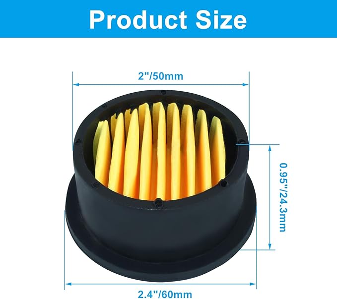 Zorfeter 6PCS Air Compressor Silencer Filter Elements for 1/2" 1/4" 3/8", Air Compressor Replacement Intake Paper Filter Sound Muffler Accessories for Blowers, Generators, Exhaust Ports HE015