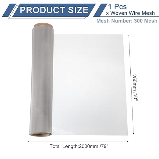 uxcell 300 Mesh 79" x 10" Woven Wire Mesh, 316 Stainless Steel Air Vent Filter Screen, Window Screen Mesh for DIY Projects Vents Cover Filtration Animals Fence