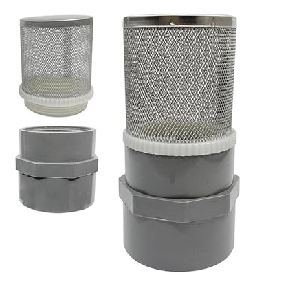 3/4" Stainless Steel Filter Cover Connected to 3/4" DN20 Grey PVC Water Pipe, Suction Strainers Used to Remove Debris and Reduce Solid Entry(1pcs)