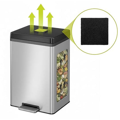 8 Pack Trash Can Odor Filter Refills for Compost Bin, Square Carbon Compost Filters for Countertop Bin, Activated Carbon Filter Charcoal Deodorizer Sheets for Indoor Trash Cans