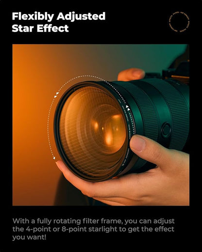 K&F CONCEPT 52mm Variable Star Filter Cross Screen Starburst Filter 4, 8 Points -18 Layer Coating Ultra Slim Optical Glas Camera Lens Filter with 3 Cleaning Cloth
