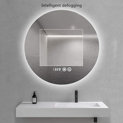 LED Illuminated Bathroom Mirror with Stepless Dimming Switch, Wall-Mounted Vanity Mirror, Demister Pad, for Makeup Cosmetic Shaving