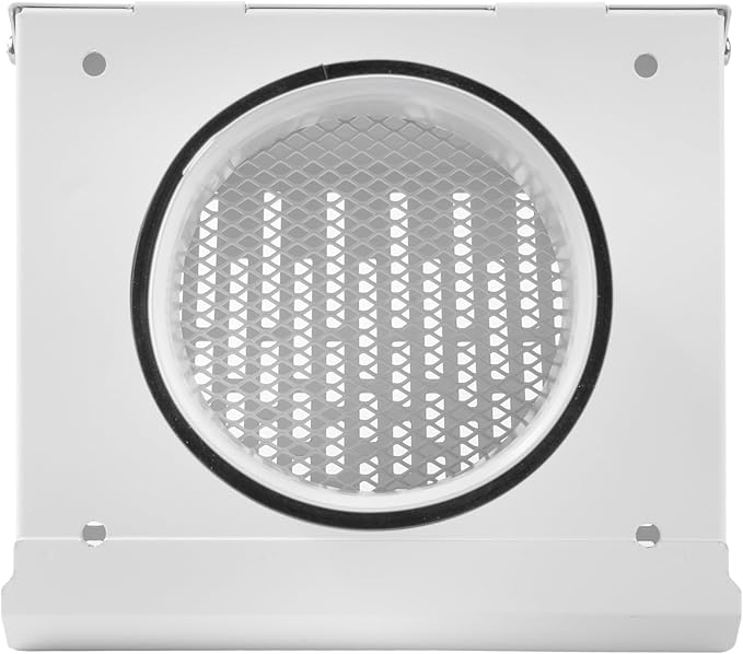 Vent Systems 4" Inch Exhaust Vent Cover with Rubber Gasket - White Galvanized Steel - Robust and Weatherproof Outdoor Air Exhaust Box - Duct or Surface Mounting - Rain and Snow Protection
