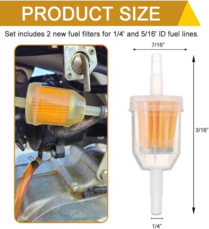 2PCS Gas Inline Fuel Filters with Magnet, Small Engine Fuel Filter, 1/4 Inch x 5/16 Inch Fuel Filters, Car Accessories Inline Gas Fuel Filter for Motorcycle Lawn Mower Tractors Small Engine