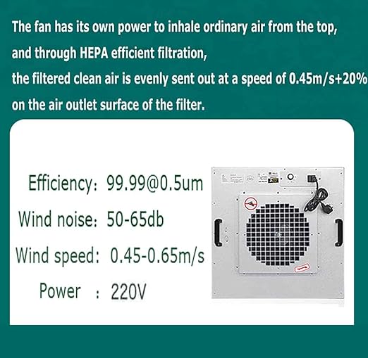 220V Vertical Laminar Dust Free Workshop with HEPA Filter, 23.62"×23.62" Aluminum Air Flow Clean Bench, Multi-Wing Centrifugal Fan, for Phone Repair Workshop, Laboratory Use