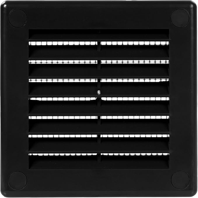 Vent Systems 3" x 3" - Pack of 2 - Black Plastic Soffit Vent Cover - Durable Flat Square Air Vent Grille with Mesh Screen - Weather Resistant Ventilation Grill - Wall & Ceiling, Indoor & Outdoor