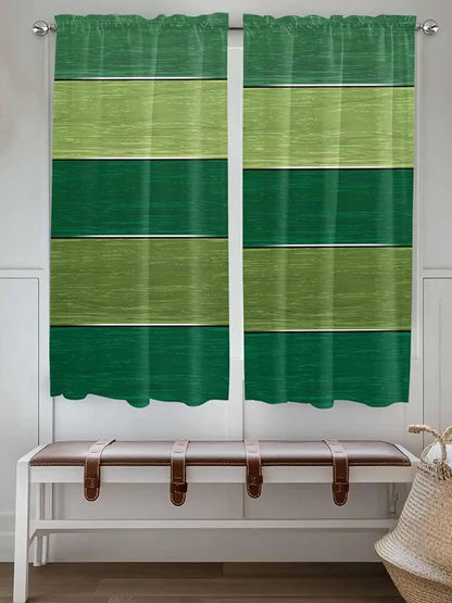 Farm Retro Green Wood Grain Window Valance Curtains, Rustic Wooden Plank Texture Light Filtering Kitchen Valance with 3-inch Rod Pocket for Living Room Bathroom Bedroom,2 Panel,52x72In