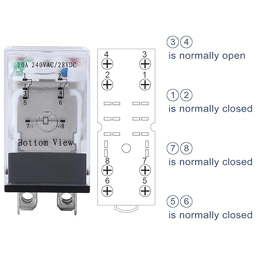 Electromagnetic Power Relay, 8-Pin 10 AMP 12V AC Relay Coil with Socket Base, LED Indicator, DPDT 2NO 2NC - MY2NJ [Applicable for DIN Rail System]