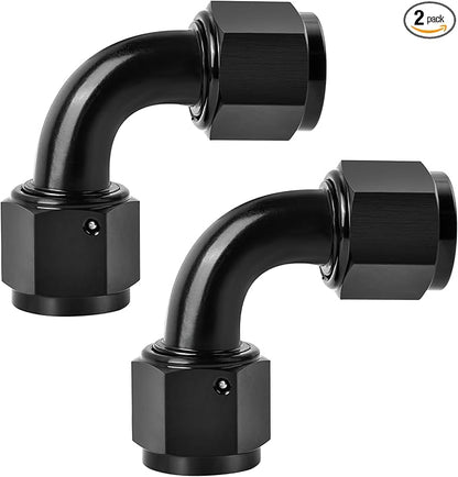 EVIL ENERGY 4AN Female to 4AN Female 90 degree Swivel Coupler Fitting Union Adapter Aluminum Black 2PCS