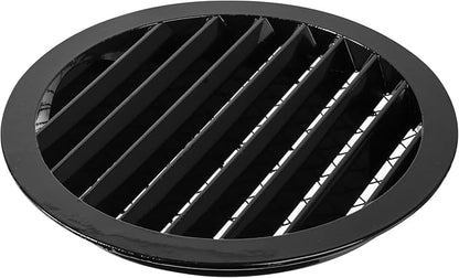 Repa Market 8" Inch Scratch Resistant Black Soffit Air Vent Cover - Aluminum Louvered Round Gable Vent with Mesh Screen - Exhaust/Intake Ventilation Grill for House - Outdoor Metal Duct Grate