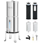 Purewell 2.25G Gravity Water Filter System with Water Level Window, 8-Stage 0.01μm Ultra-Filtration Stainless Steel Countertop System with 4 Filters and Stand, Reduce Fluoride and Chlorine, PW-KS-CF