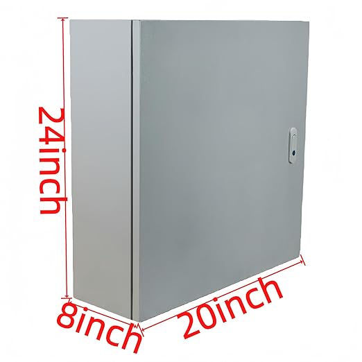 Electrical Enclosure Box 24" x 20" x 8" Carbon Steel Electrical Junction Boxes Wall Mount Waterproof Dustproof Metal Box with Safety Locks for Outdoor Indoor Use