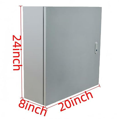 Electrical Enclosure Box 24" x 20" x 8" Carbon Steel Electrical Junction Boxes Wall Mount Waterproof Dustproof Metal Box with Safety Locks for Outdoor Indoor Use