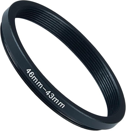 46mm to 43mm Step Up Ring Filter Adapter Black Metal Step up Adapter Rings Compatible with All Brand UV CPL ND Camera Lens Filter Step Down Ring (46mm-43mm)