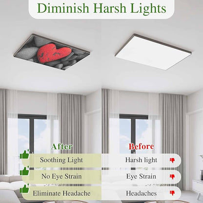 Fluorescent Light Covers for Ceiling Lights Love Heart Stone Magnetic Light Filters 1 Pack 4x2 ft Black Red Ceiling Lights Cover for Classroom Office School Home Drop Lamp Decor